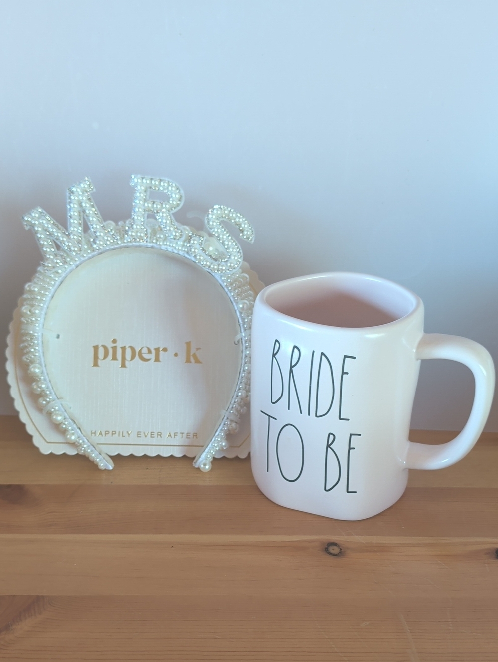 (NWT, Piper K MRS Tiara), & Rea Dunn Bride To Be White Ceramic Coffee/Tea Mug.🌟